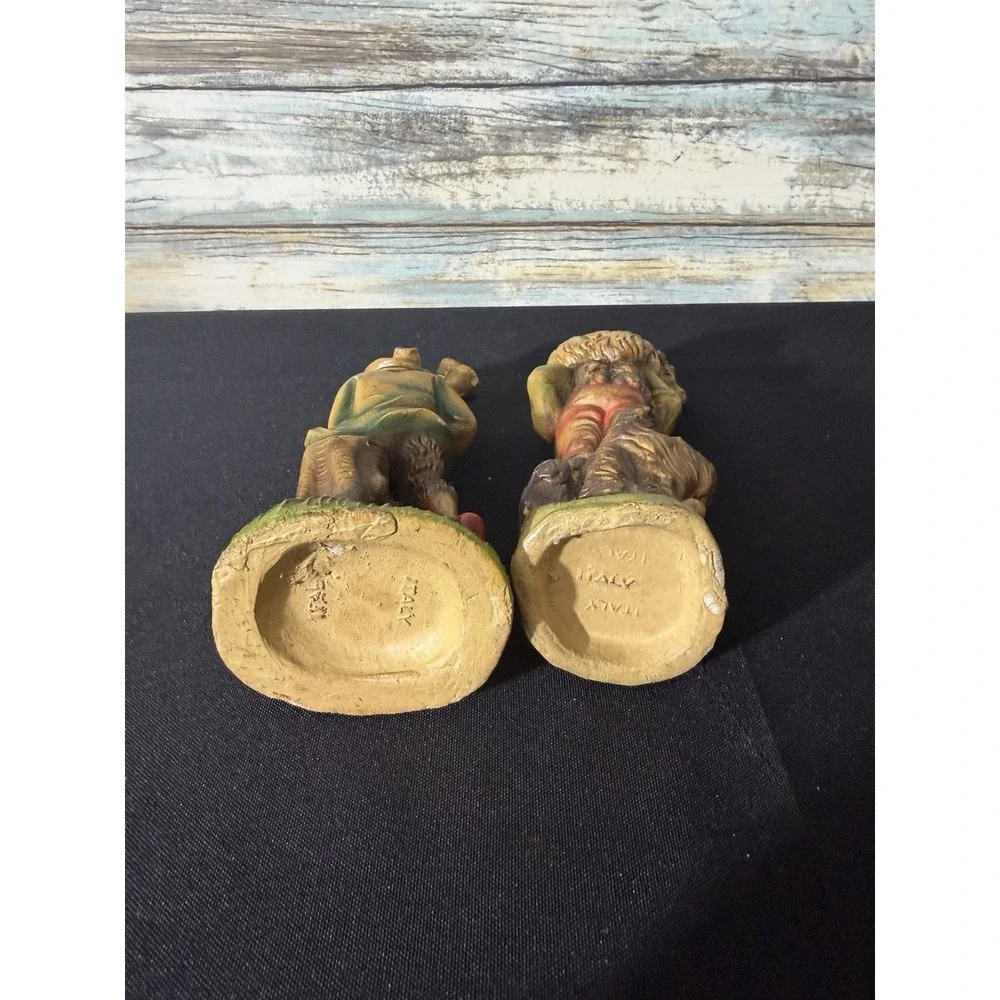 2 Vintage Italy Nativity Shepherd Boy Lamb - Josiah Bagpiper Set 5.5